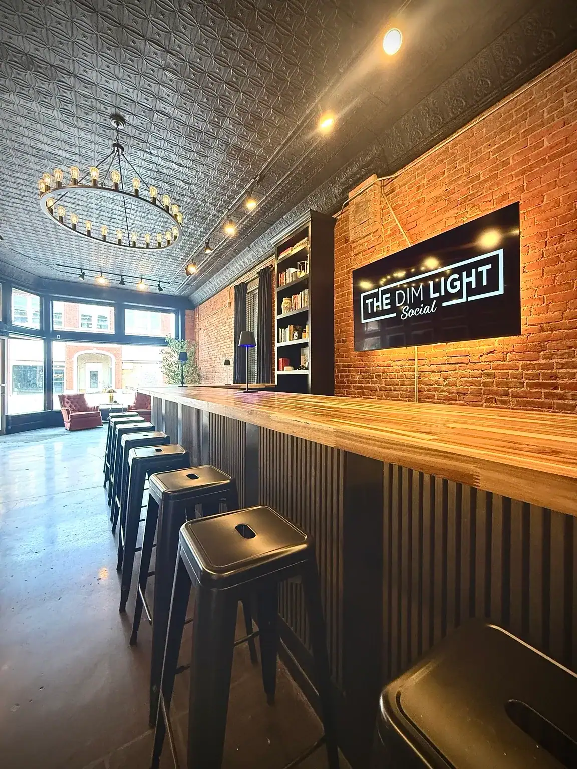 Built-in bar at The Dim Light Social
